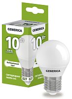 Лампа светодиодная G45 шар 10Вт 230В 4000К E27 GENERICA | код LL-G45-10-230-40-E27-G | IEK
